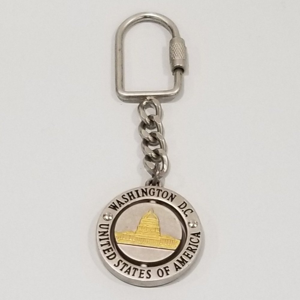 Washington DC Gift Shop - Souvenir Swivel Keychain - Capital Building SilverGold